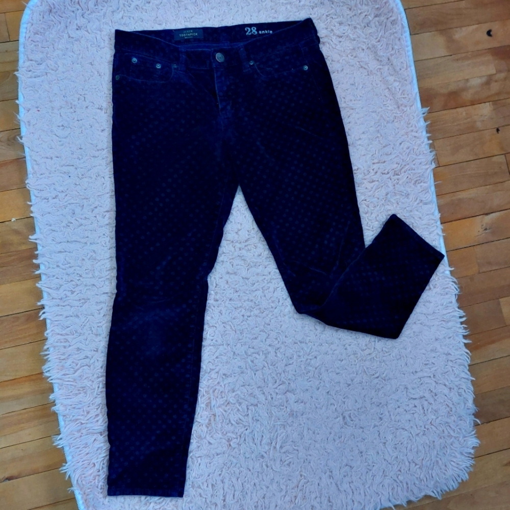 J. Crew velvet feel polka dots Toothpick Ankle pants